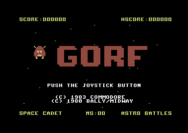 Gorf title screen for Commodore 64